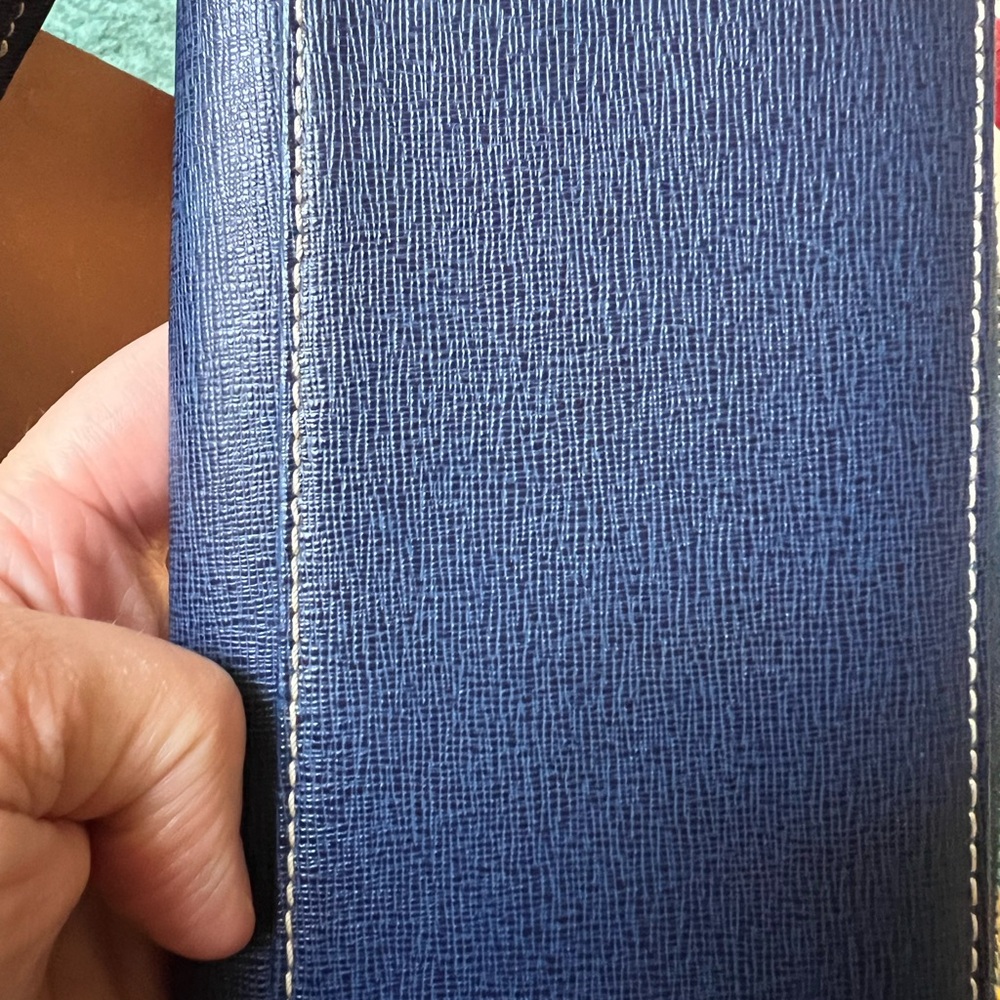 Dooney & Bourke Saffiano Blue Accordion Clutch Wallet - Picture 2 of 6